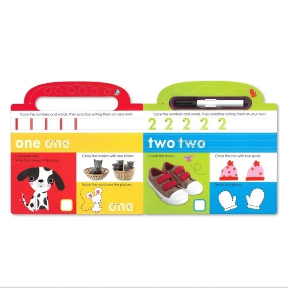 New! Scholastic Write-and-Wipe Learning Books - Counting & Write Alphabet